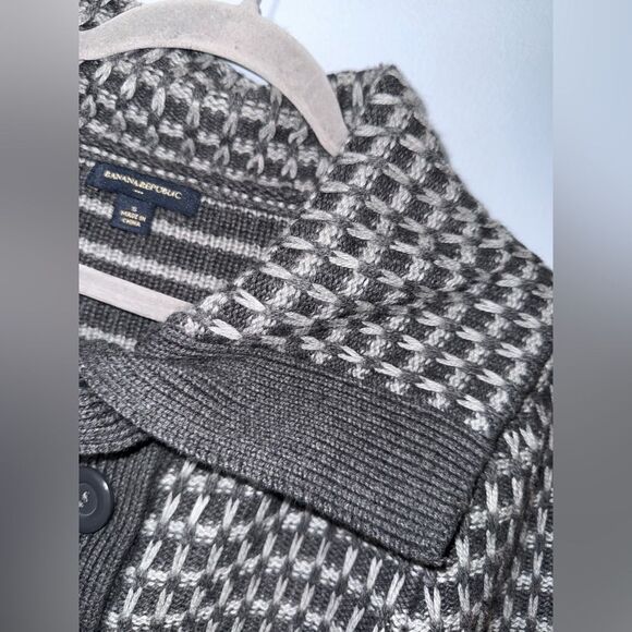 Banana Republic Wool Blend Button Up Cowl Neck Womens Cardigan grey SZ Small EUC - Picture 3 of 8